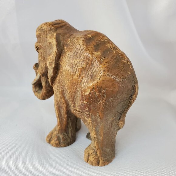 Vintage 1940-1950 Hand Carved Sirocco Wood Composite Elephant Family Figurines - Picture 6 of 16